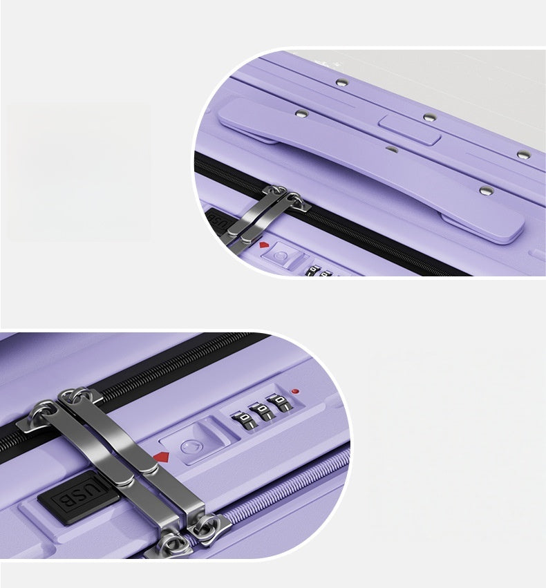 20-Inch Front-Opening Hard Shell Luggage, Large Capacity, Spinner Wheels, Combination Lock