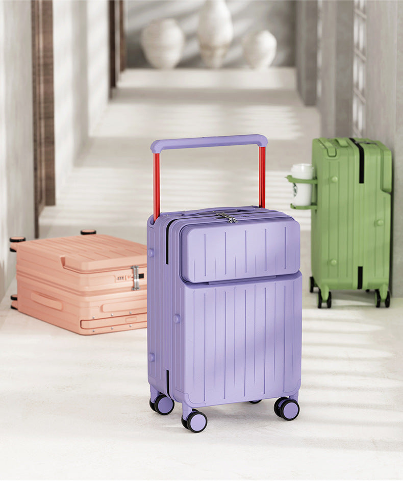 20-Inch Front-Opening Hard Shell Luggage, Large Capacity, Spinner Wheels, Combination Lock