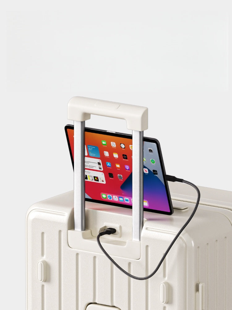 24" Hard-Shell Spinner Luggage with Cup Holder – Durable Travel Suitcase with TSA Lock