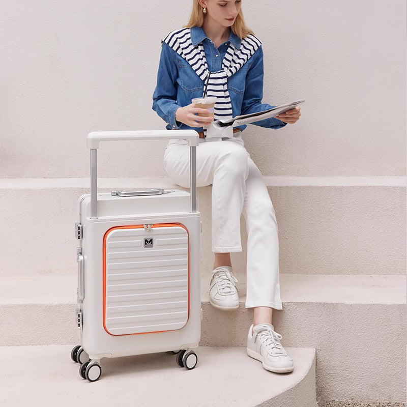 24-Inch Multi-Function Hard Shell Luggage,Rear Opening Design, Spinner Wheels, Combination Lock