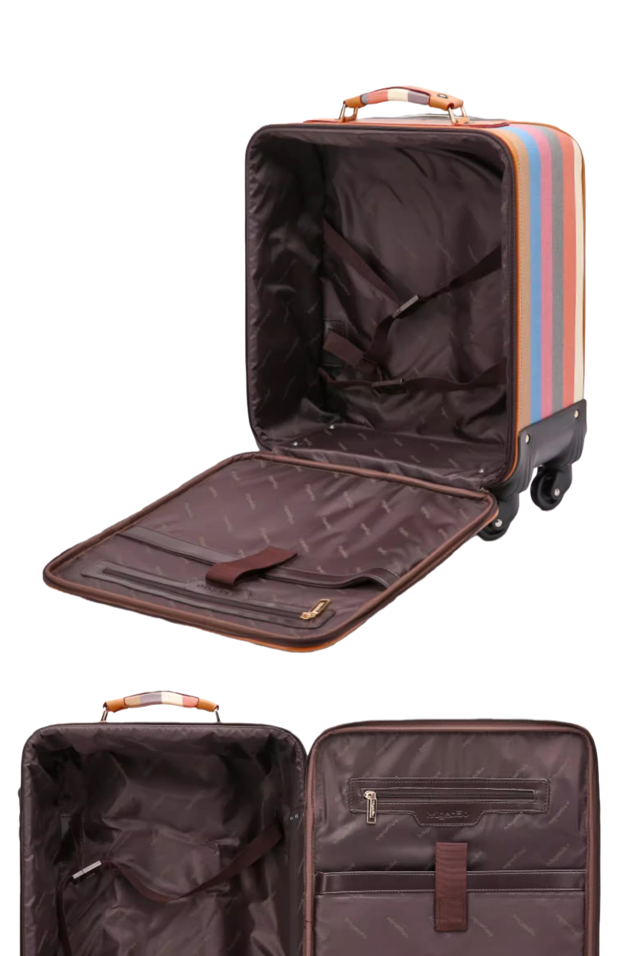 Men’s 18-Inch Soft Carry-On Luggage, Lightweight British Style Spinner Suitcase with Password Lock