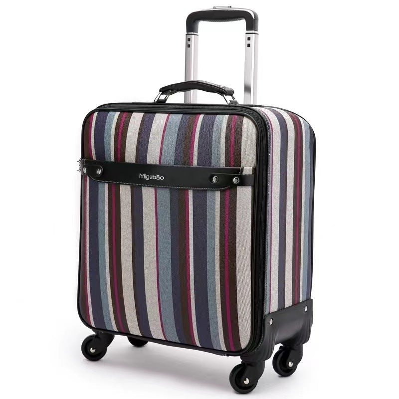 Men’s 18-Inch Soft Carry-On Luggage, Lightweight British Style Spinner Suitcase with Password Lock