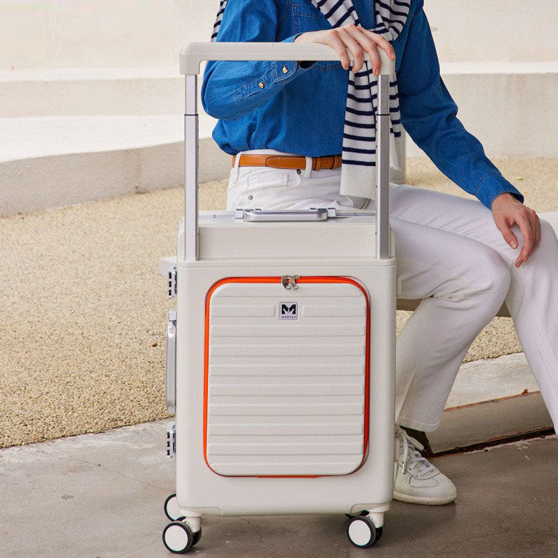 24-Inch Multi-Function Hard Shell Luggage,Rear Opening Design, Spinner Wheels, Combination Lock